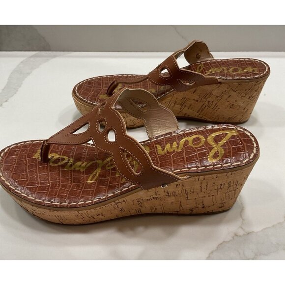 Sam Edelman Brown Cork Wedge Sandal Size 7.5 - Picture 3 of 7